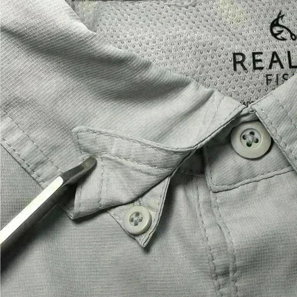 Realtree Fishing Short Sleeve Gray Button Up Mens Size Medium - Picture 6 of 13